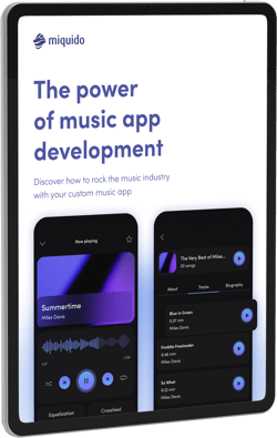 The power of music app development Tablet Mockup The power of music app development Tablet Mockup